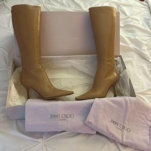 Jimmy Choo Back zip knee high leather boots